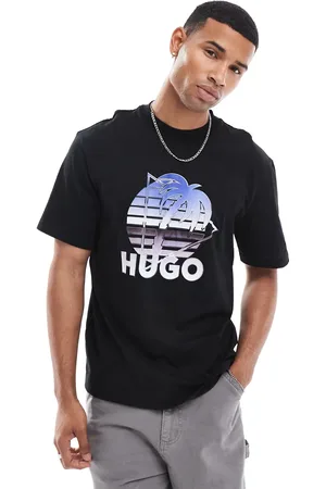 Hugo Blue Nereo t-shirt in with palm tree logo print