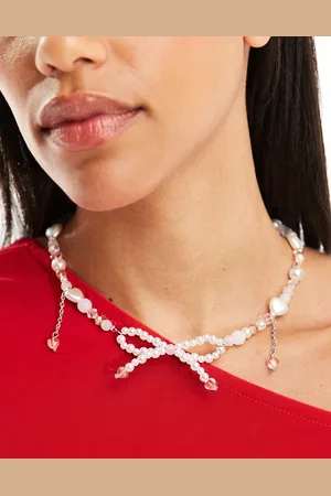 Heretic Nine Exclusive pearls beaded choker necklace with bow