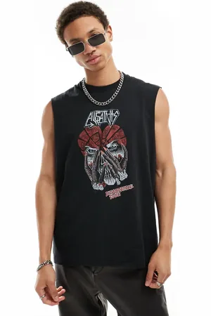 AllSaints Amortis back print tank in washed