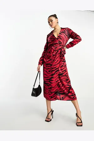 Ax Paris Wrap midi dress in animal print