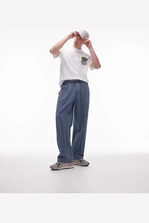 Topman Premium wide leg paper bag trousers in