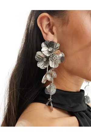 ASOS Drop earrings with 3D floral design in tone