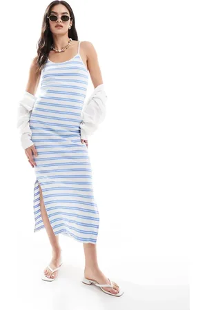 Pieces® Ribbed cami maxi dress in stripe