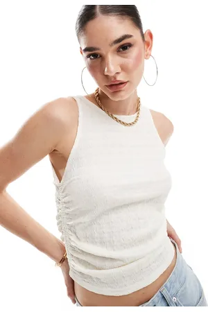 VERO MODA Textured ruched tank top in cream
