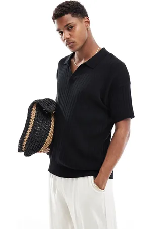 New Look Short sleeve ribbed revere knit in