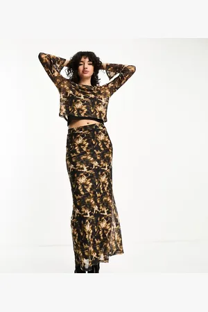 VERO MODA Abstract mesh maxi skirt co-ord in