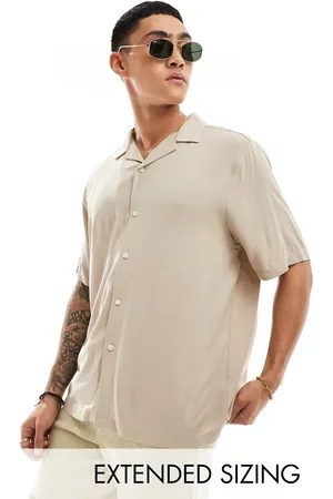 ASOS Relaxed viscose shirt in stone