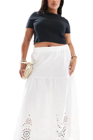 ONLY Embroidered tiered maxi skirt in