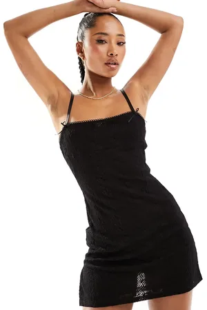 Lioness Bow detail cami side split mini dress in