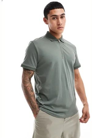 SELECTED Half zip polo shirt in