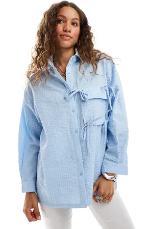 Ghospell Bow detail stripe shirt in