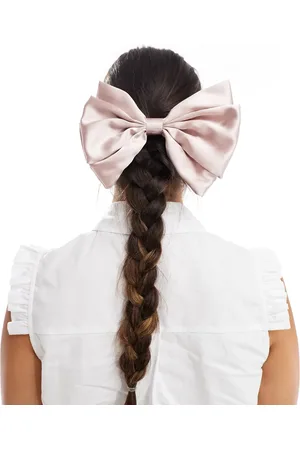 Pieces® Satin large bow hair clip in misty rose