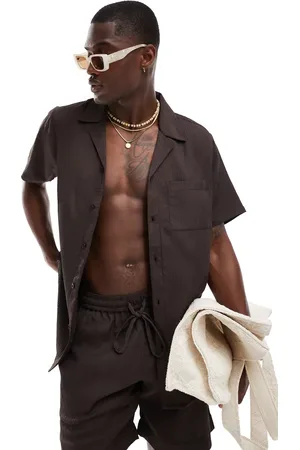 South Beach Rib stripe short sleeve beach shirt co-ord in