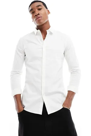 New Look Long sleeve muscle fit poplin shirt in