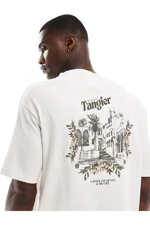 SELECTED Oversized t-shirt with tangier backprint in cream