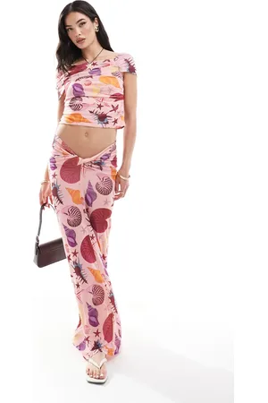 VERO MODA Mesh maxi skirt co-ord in shell print