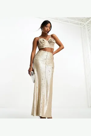 Collective The Label Exclusive embellished maxi skirt co-ord in champagne