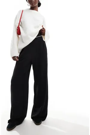 VILA High waisted dad trousers with waistband detail in