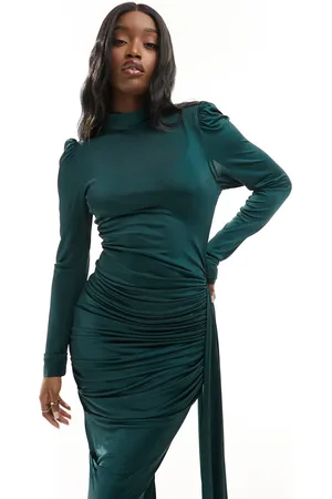 VL the Label Maxi ruched high neck dress in dark