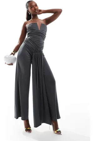 ASOS Bandeau tie detail wide leg jumpsuit in