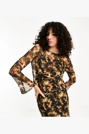 VERO MODA Abstract mesh long sleeved jersey top co-ord in