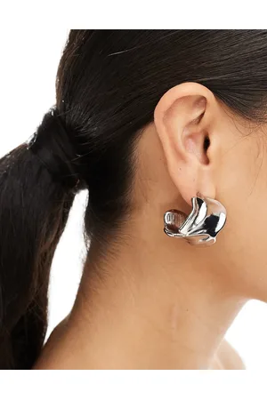 ASOS Hoop earrings with wide molten design in tone