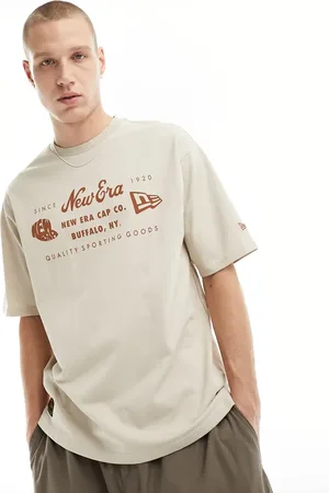 New Era Front print t-shirt in ecru