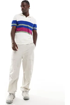 GANT Shield logo embroid multistripe washed polo in cream