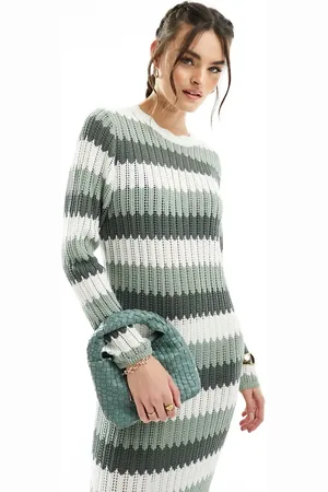 Object Crochet knit maxi dress in sage multi stripe