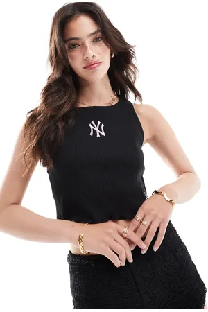 New Era New York cropped top with lattice hem in