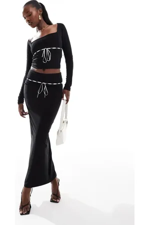Kaiia Contrast bow detail maxi skirt co-ord in