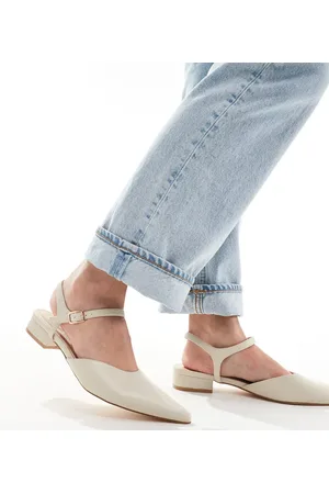 Truffle Collection Wide fit pointed heeled mule in beige
