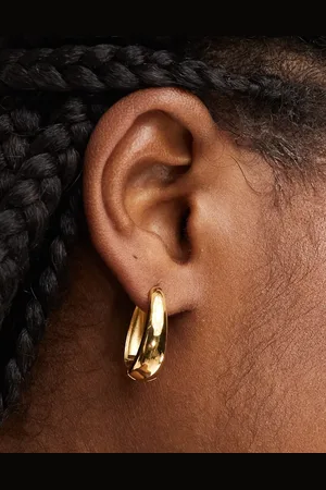 ASOS Waterproof stainless steel hoop earrings with oval design in tone