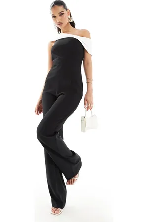 Vesper Bandeau contrast jumpsuit in monochrome