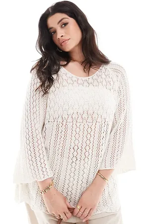 ONLY 3/4 sleeve knitted top in off
