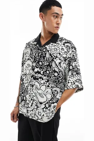 ASOS Boxy oversized revere shirt in and white floral print
