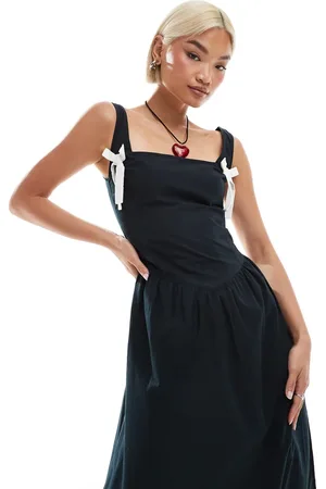 Motel Clesiel bow detail midi dress in