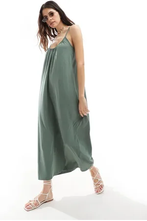 VERO MODA Chuck on cami maxi dress in khaki