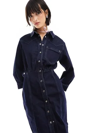 ONLY Denim button down dress in dark