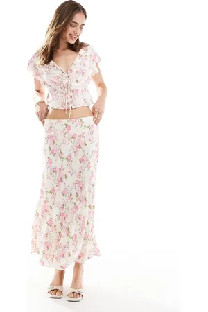 MANGO Midi floral print co-ord skirt in