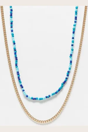 FADED FUTURE Pack of 2 beaded and chain festival necklace in