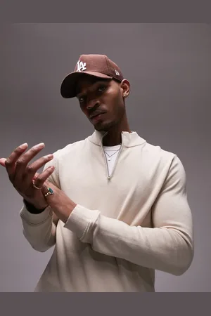 Topman Essentials 1/4 zip in stone