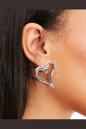 Monki Heart open hoop earrings in