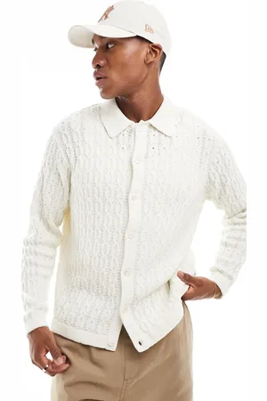 Only & Sons Long sleeve cable knit shirt in