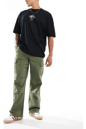 ASOS Baggy cargo trouser with knee pleats in khaki