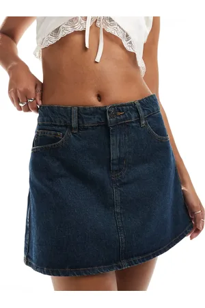 Motel Denim a-line mini skirt in indigo