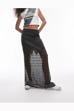 Topshop Satin lace mix maxi skirt in
