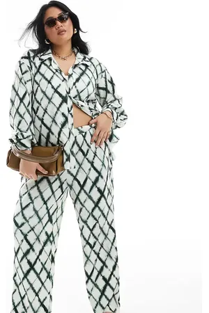 VERO MODA Wide leg trouser co-ord in tie dye check