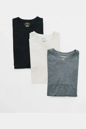 Ralph Lauren 3 pack lounge t-shirts with logo in stone grey