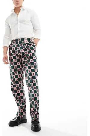 Viggo Checkerboard print suit trouser in green